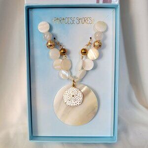 Paradise Shores Shell Necklace & Earrings Set — NIB
